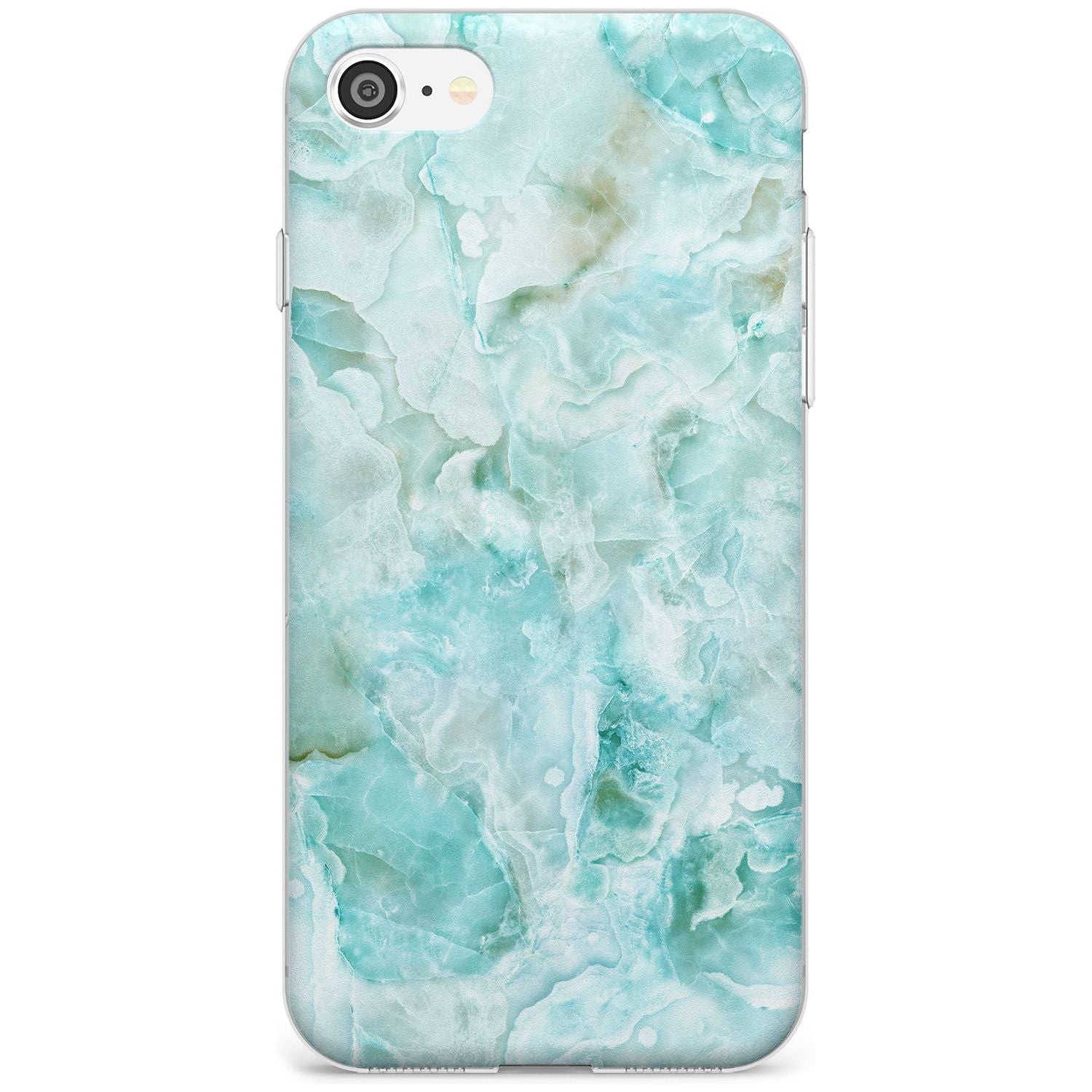 Turquoise Aqua Onyx Marble Black Impact Phone Case for iPhone SE 8 7 Plus