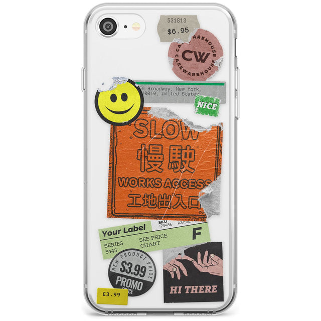 Kanji Signs Sticker Mix Black Impact Phone Case for iPhone SE 8 7 Plus