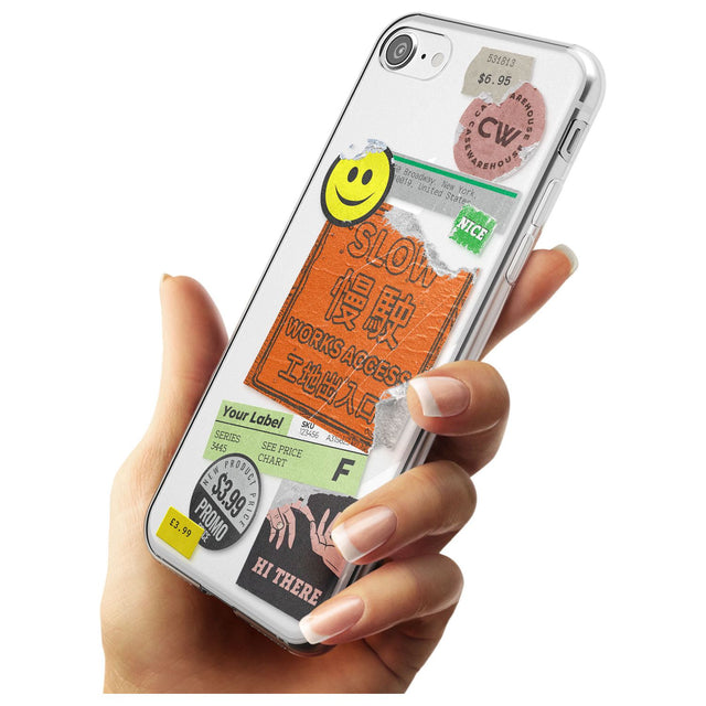 Kanji Signs Sticker Mix Black Impact Phone Case for iPhone SE 8 7 Plus