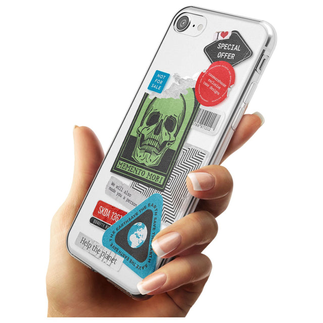 Skull Sticker Mix Black Impact Phone Case for iPhone SE 8 7 Plus