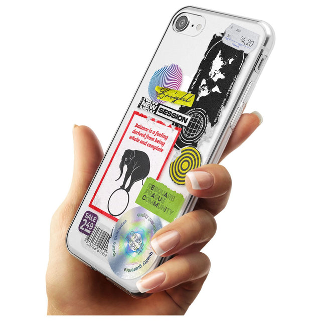 Peeled Sticker Mix Black Impact Phone Case for iPhone SE 8 7 Plus