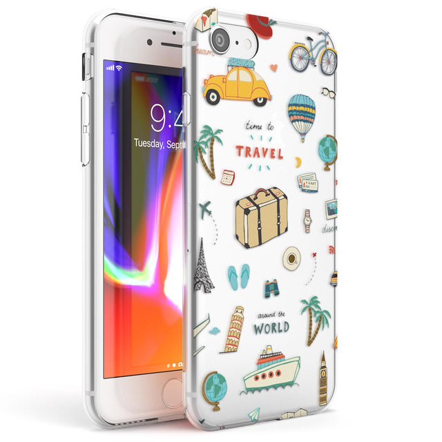 Cute Travel Pattern Transparent Phone Case iPhone 7/8 / Clear Case,iPhone SE / Clear Case Blanc Space