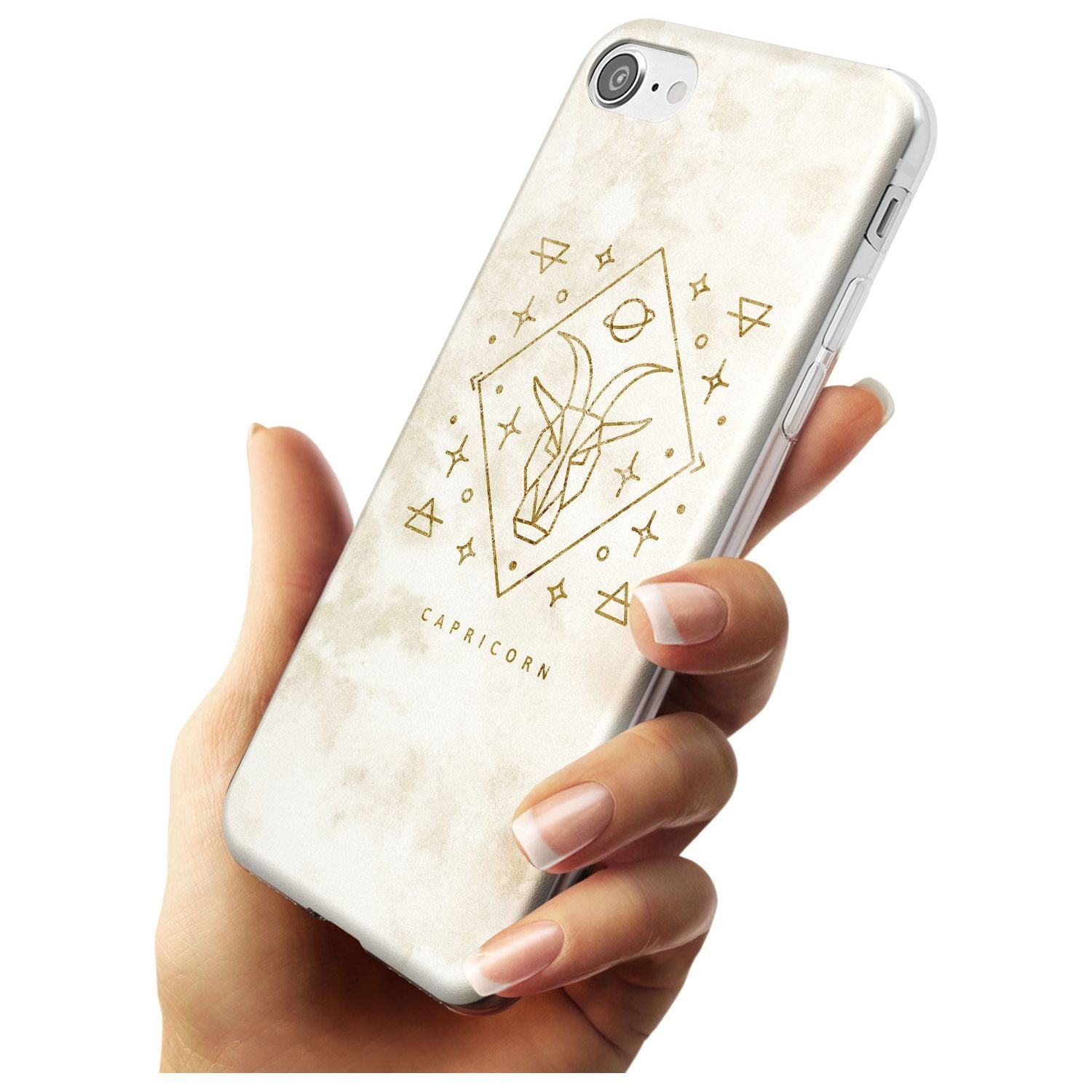Capricorn Emblem - Solid Gold Marbled Design Slim TPU Phone Case for iPhone SE 8 7 Plus
