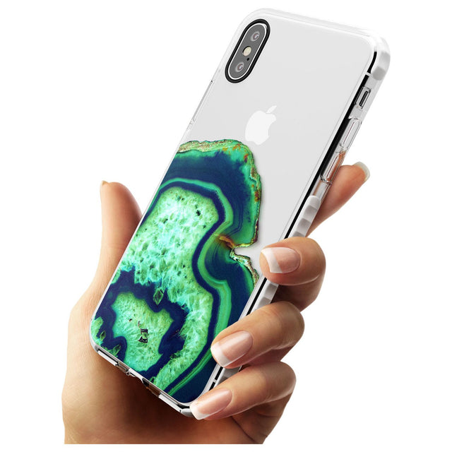 Neon Green & Blue Agate Crystal Transparent Design Impact Phone Case for iPhone X XS Max XR