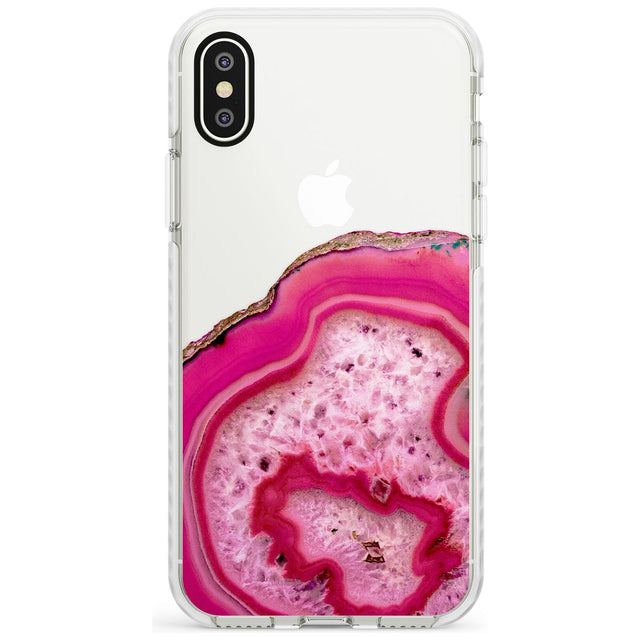 Bright Pink Gemstone Crystal Clear Design Impact Phone Case for iPhone X XS Max XR