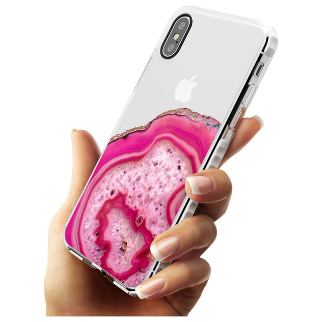 Bright Pink Gemstone Crystal Clear Design Impact Phone Case for iPhone X XS Max XR