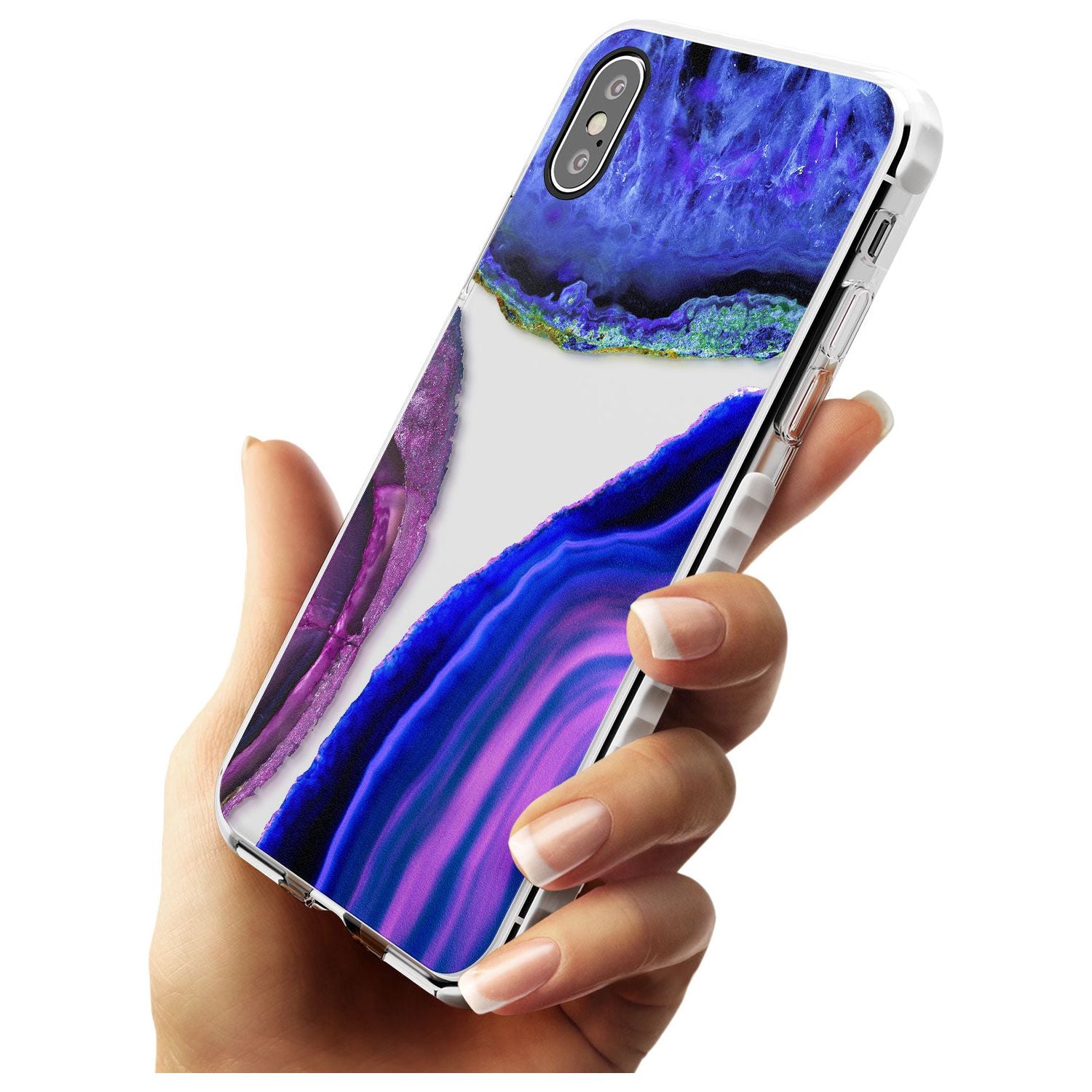 Purple & Blue Agate Gemstone Clear Design Impact Phone Case for iPhone X XS Max XR