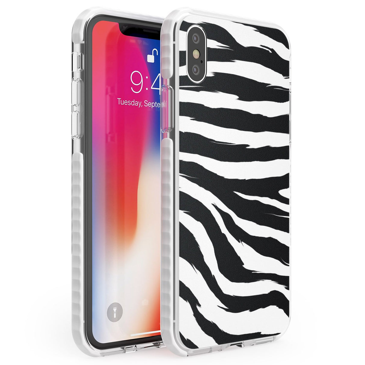 Black Zebra Print Phone Case iPhone X / iPhone XS / Impact Case,iPhone XR / Impact Case,iPhone XS MAX / Impact Case Blanc Space