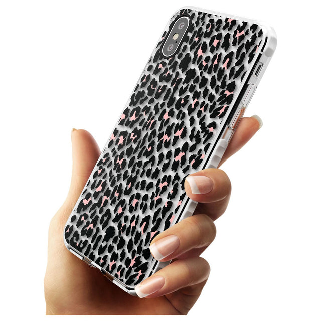 Light Pink Leopard Print - Transparent Impact Phone Case for iPhone X XS Max XR