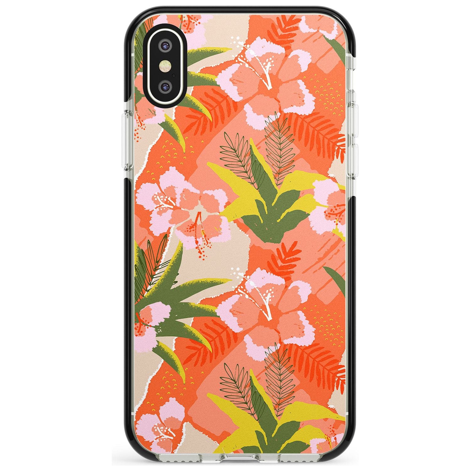 Hawaiian Flowers Abstract Pattern iPhone Case  Black Impact Phone Case - Case Warehouse