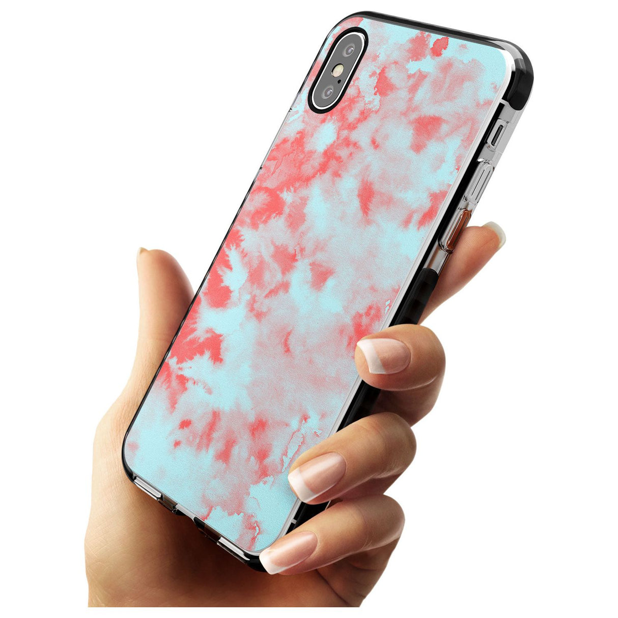 Red & Blue Acid Wash Tie-Dye Pattern Black Impact Phone Case for iPhone X XS Max XR