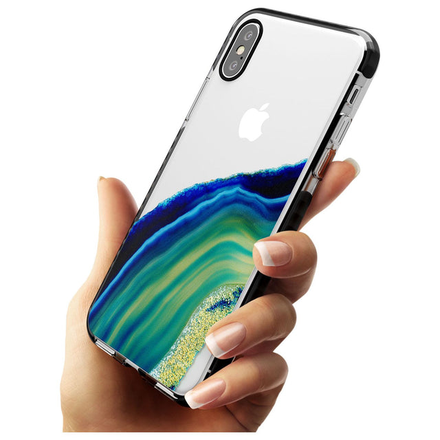 Green & Blue Gemstone Crystal Black Impact Phone Case for iPhone X XS Max XR