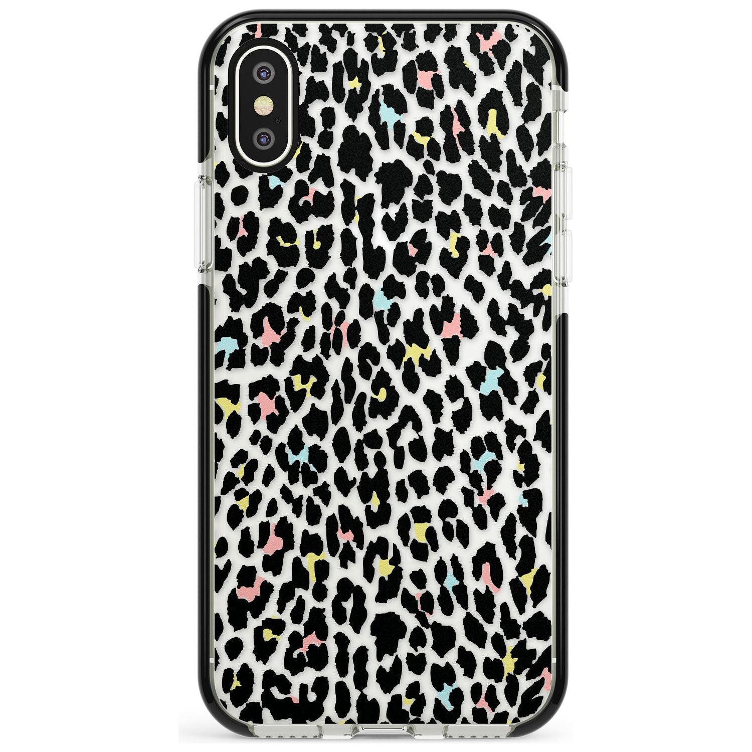 Mixed Pastels Leopard Print - Transparent Black Impact Phone Case for iPhone X XS Max XR