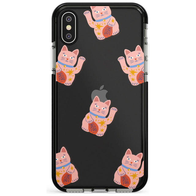 Waving Cat Pattern Black Impact Phone Case for iPhone X XS Max XR