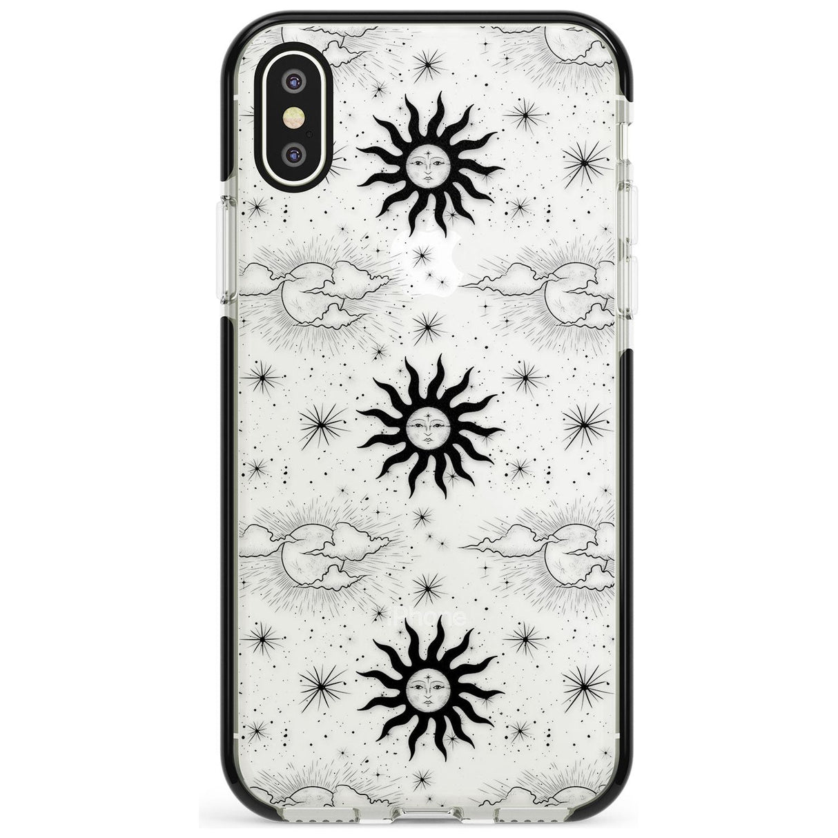 Suns & Clouds Vintage Astrological Black Impact Phone Case for iPhone X XS Max XR