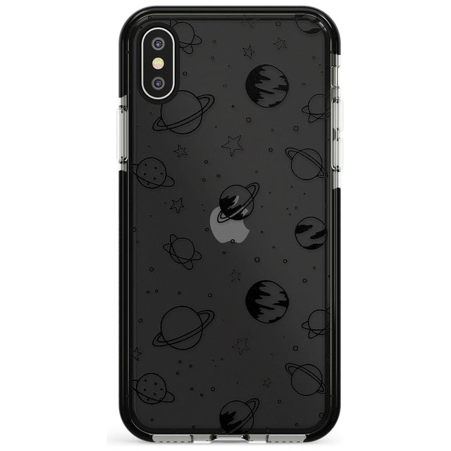 Outer Space Outlines: Black on Clear Pink Fade Impact Phone Case for iPhone X XS Max XR