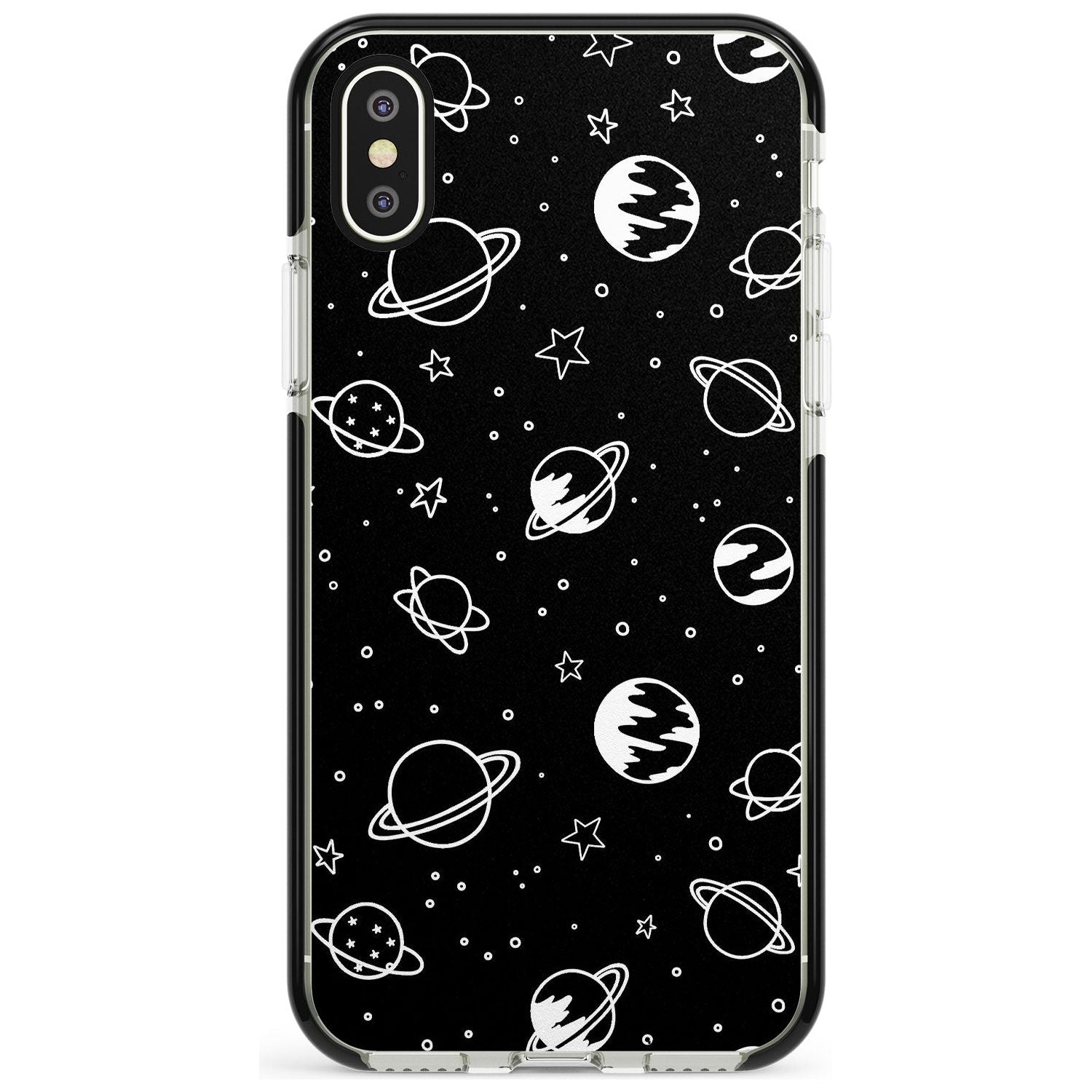 Outer Space Outlines: White on Black Pink Fade Impact Phone Case for iPhone X XS Max XR