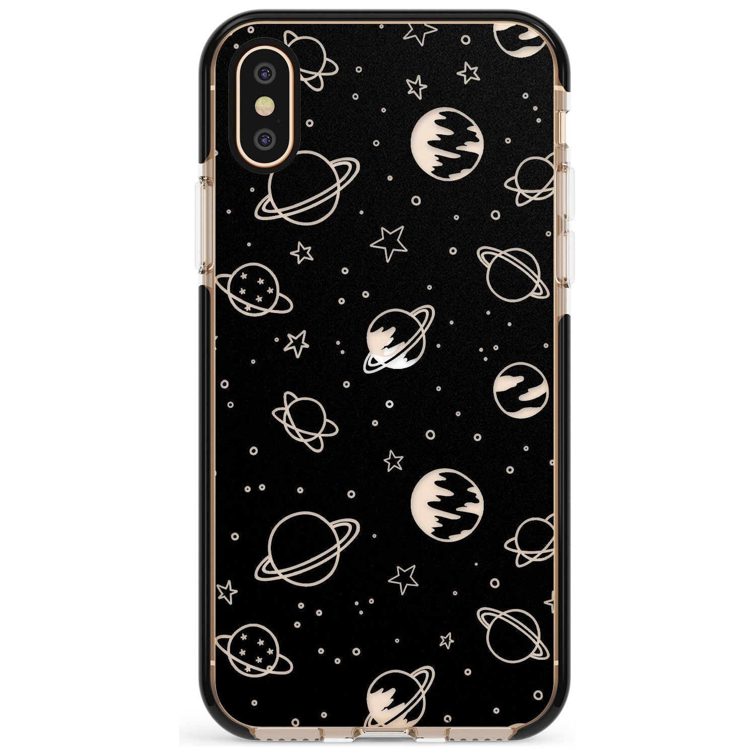 Outer Space Outlines: Clear on Black Pink Fade Impact Phone Case for iPhone X XS Max XR