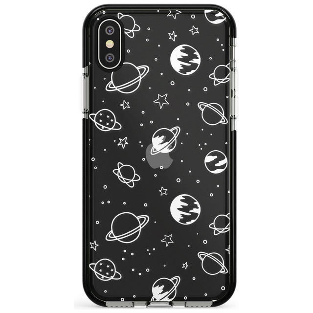 Outer Space Outlines: White on Clear Pink Fade Impact Phone Case for iPhone X XS Max XR