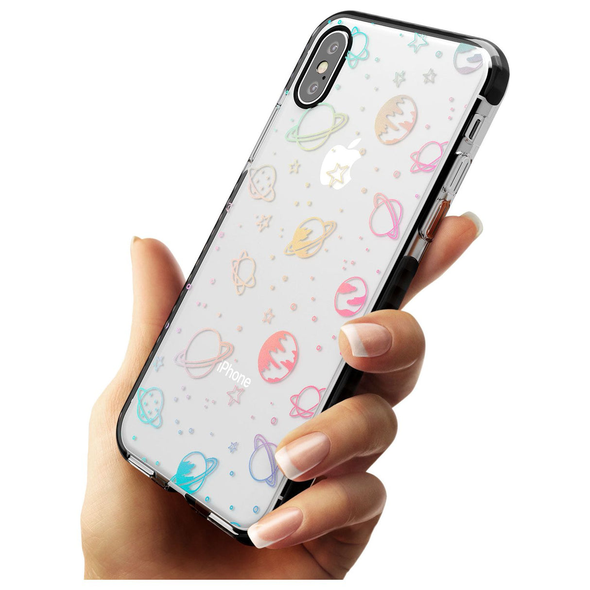 Outer Space Outlines: Pastels on Clear Pink Fade Impact Phone Case for iPhone X XS Max XR
