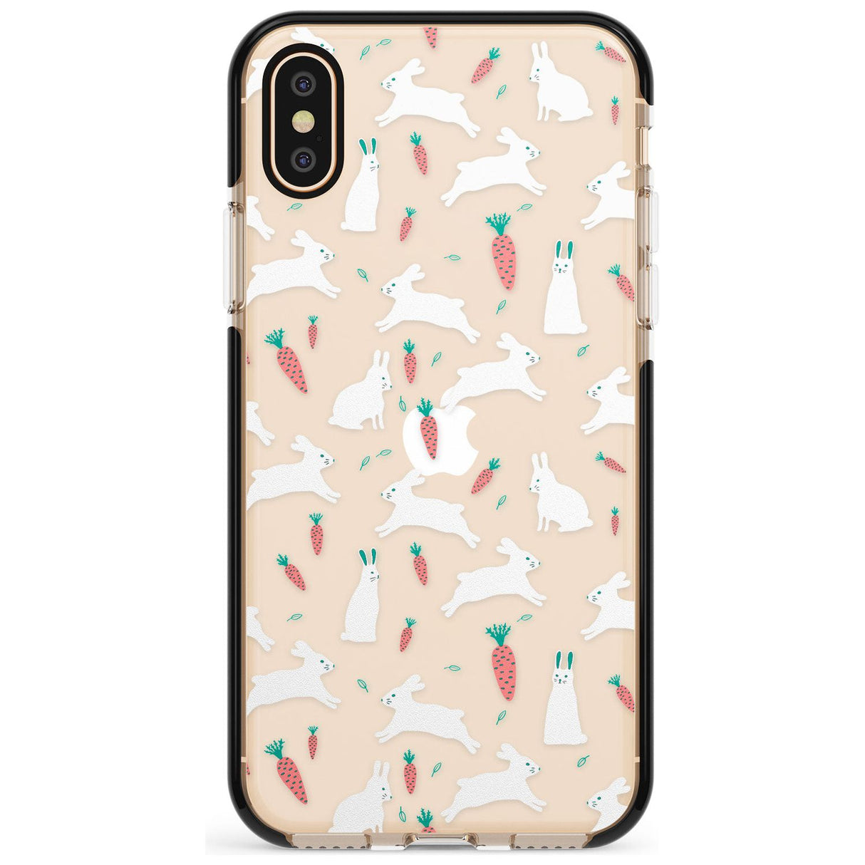 White Bunnies and Carrots Black Impact Phone Case for iPhone X XS Max XR