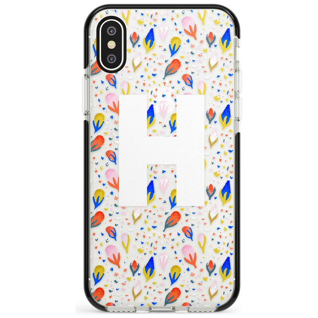 White Monogram Floral iPhone Case  Black Impact Custom Phone Case - Case Warehouse