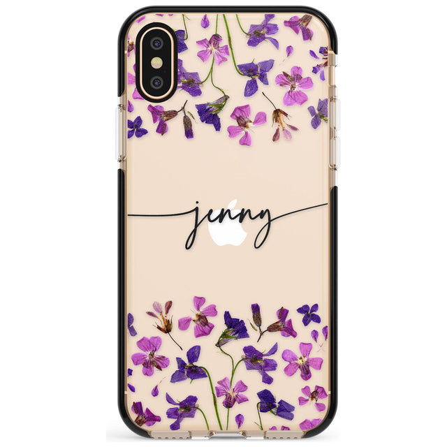 Custom Violet Flowers Pink Fade Impact Phone Case for iPhone X XS Max XR