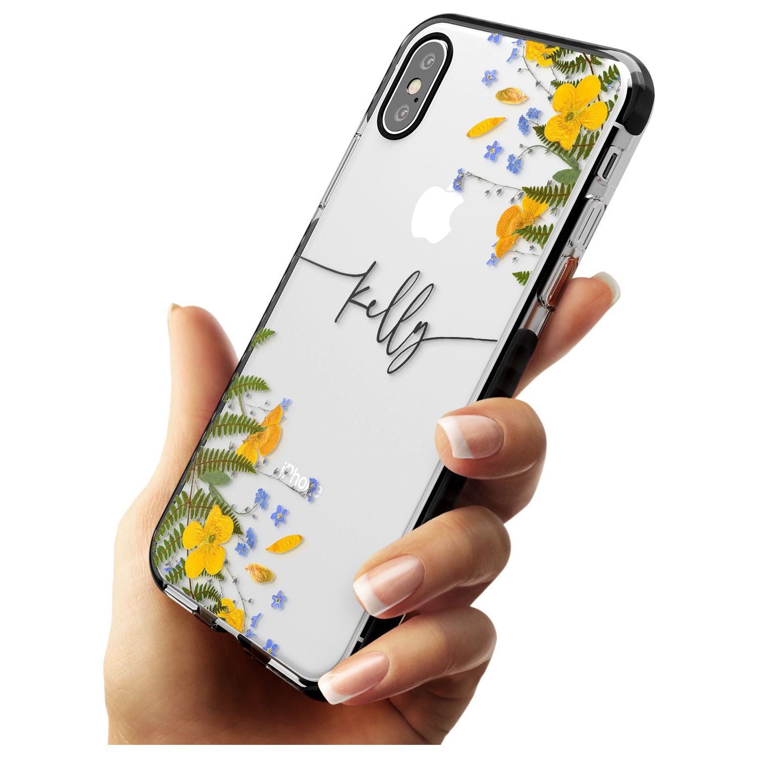Custom Ferns & Flowers Pink Fade Impact Phone Case for iPhone X XS Max XR