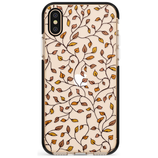 Personalised Autumn Leaves Pattern Black Impact Phone Case for iPhone X XS Max XR