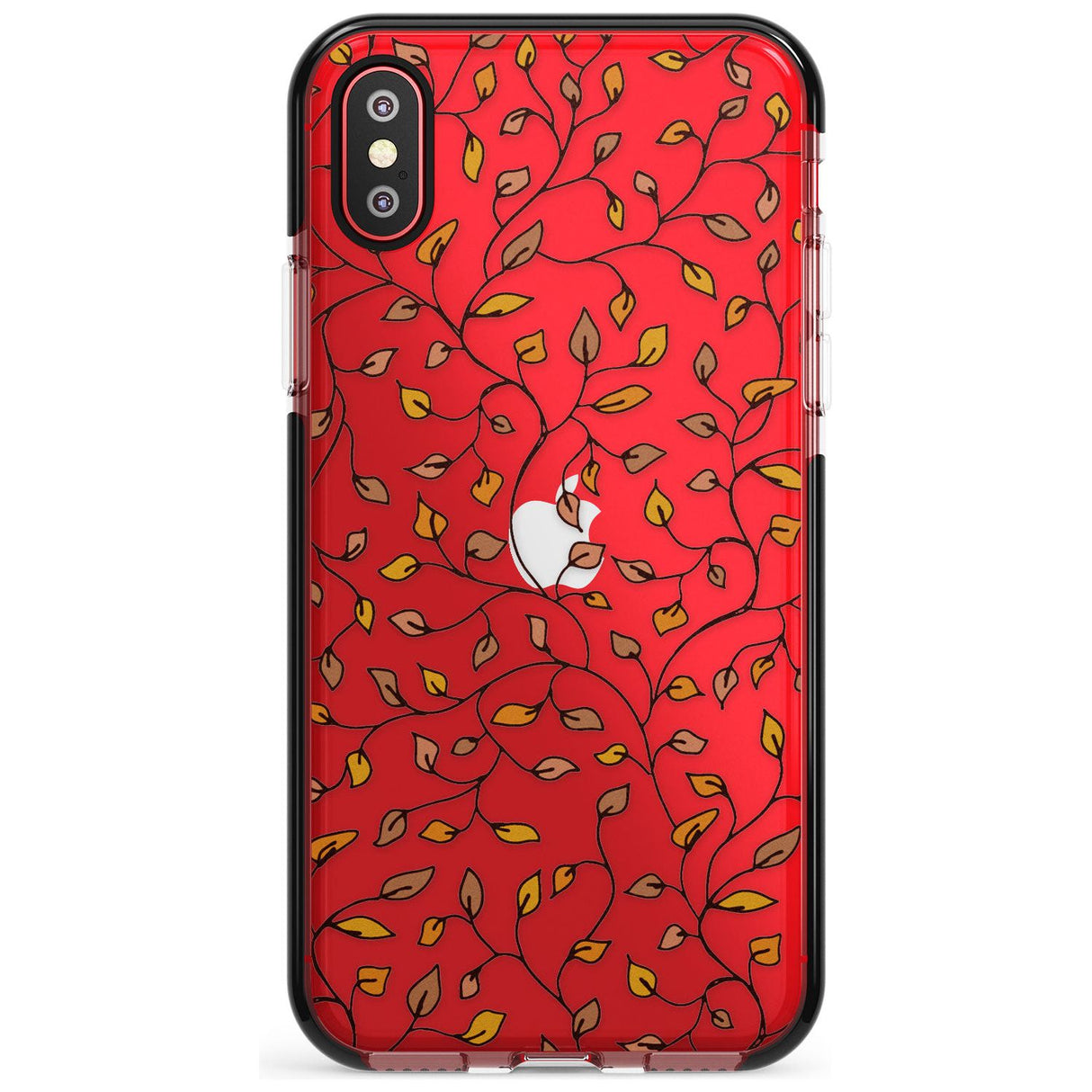 Personalised Autumn Leaves Pattern Black Impact Phone Case for iPhone X XS Max XR