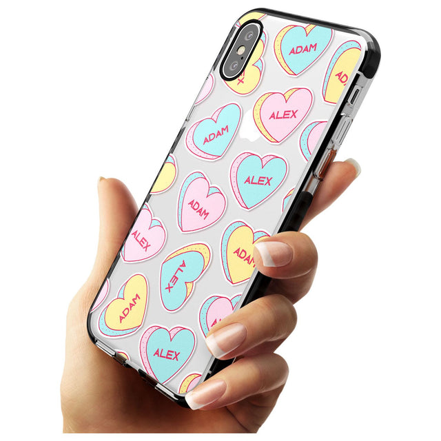 Custom Text Love Hearts Pink Fade Impact Phone Case for iPhone X XS Max XR