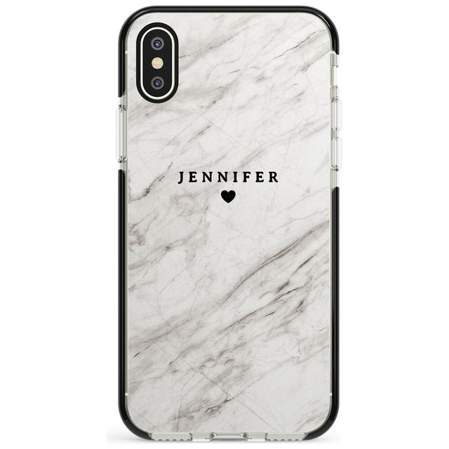 Personalised Light Grey & White Marble Pink Fade Impact Phone Case for iPhone X XS Max XR
