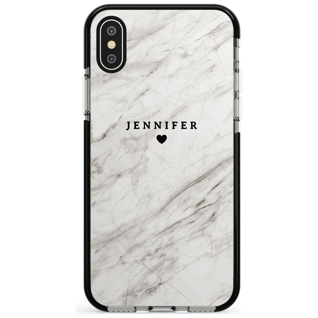 Personalised Light Grey & White Marble Pink Fade Impact Phone Case for iPhone X XS Max XR