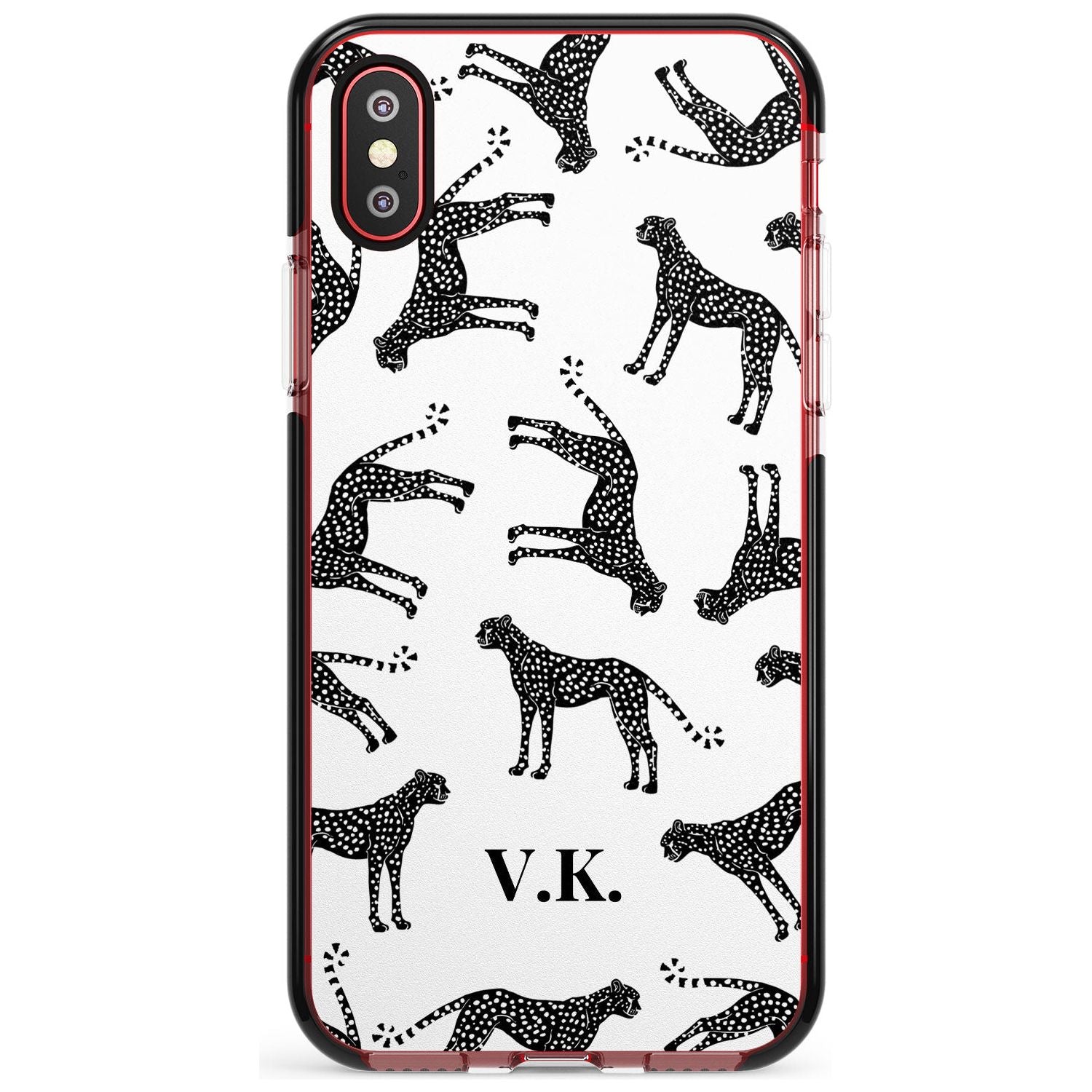Personalised Cheetah Pattern: Black & White Pink Fade Impact Phone Case for iPhone X XS Max XR