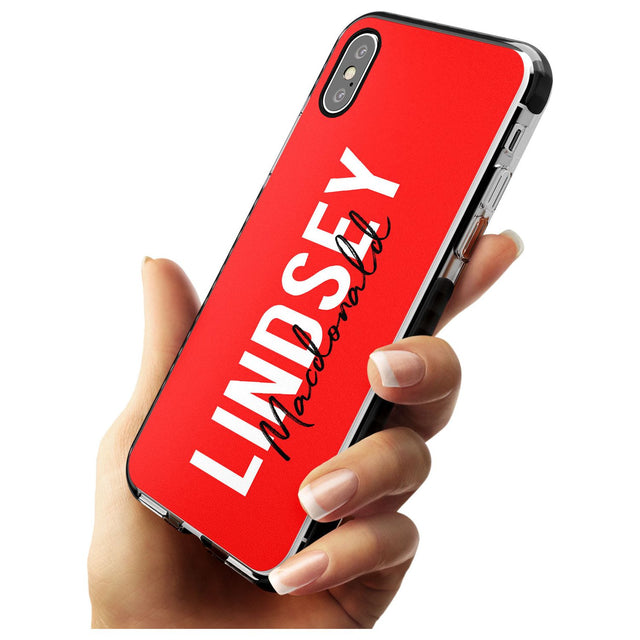 Bold Custom Name: Red Black Impact Phone Case for iPhone X XS Max XR