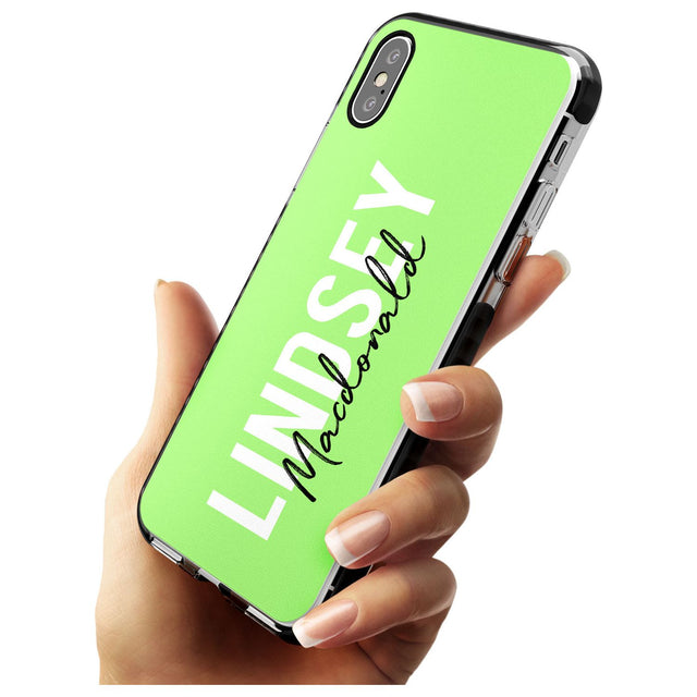 Bold Custom Name: Lime Black Impact Phone Case for iPhone X XS Max XR