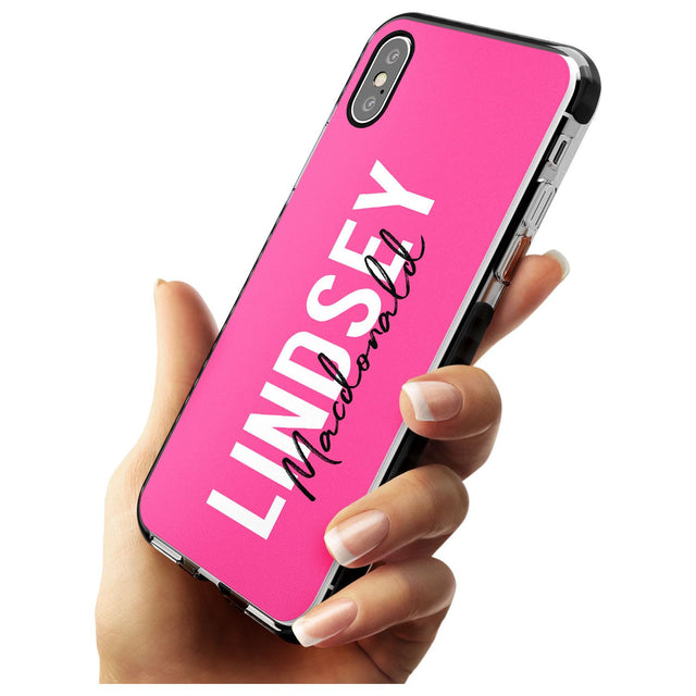 Bold Custom Name: Pink Black Impact Phone Case for iPhone X XS Max XR