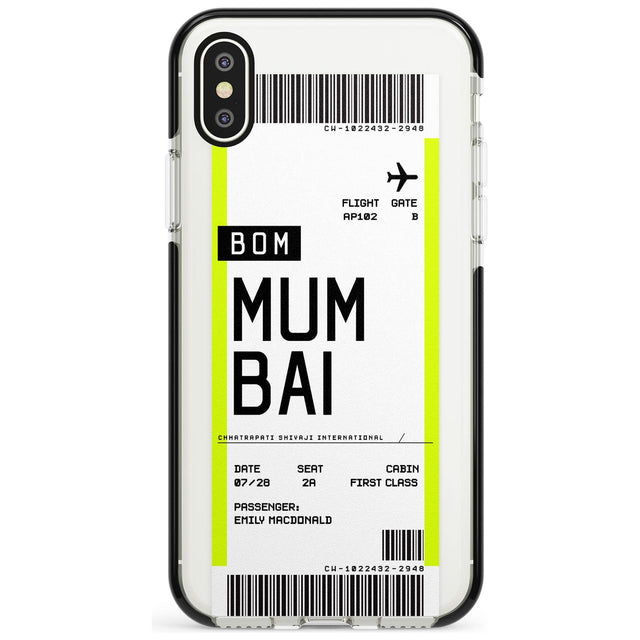 Mumbai Boarding Pass iPhone Case  Black Impact Custom Phone Case - Case Warehouse