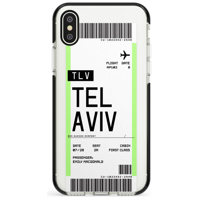 Tel Aviv Boarding Pass iPhone Case  Black Impact Custom Phone Case - Case Warehouse