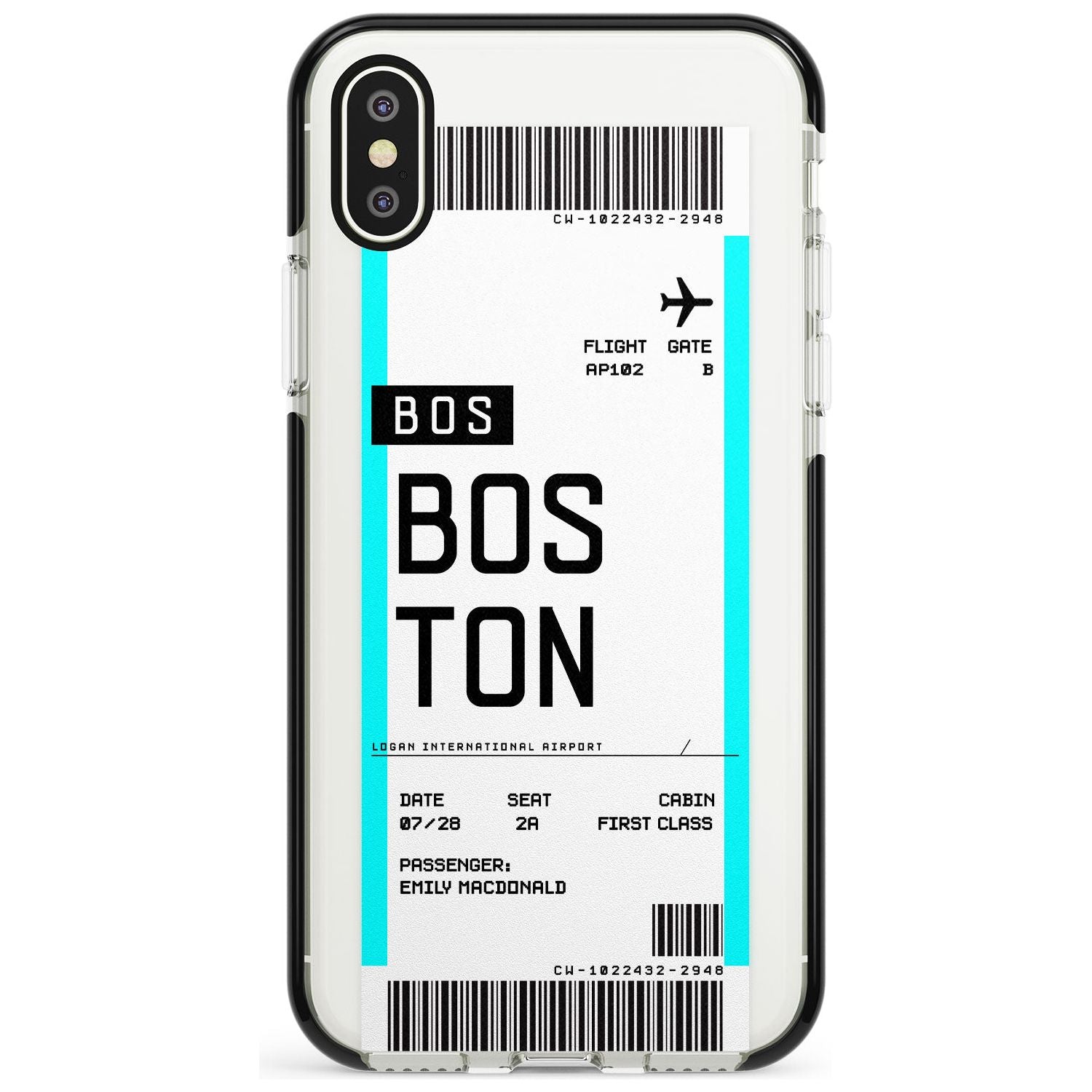 Boston Boarding Pass iPhone Case  Black Impact Custom Phone Case - Case Warehouse