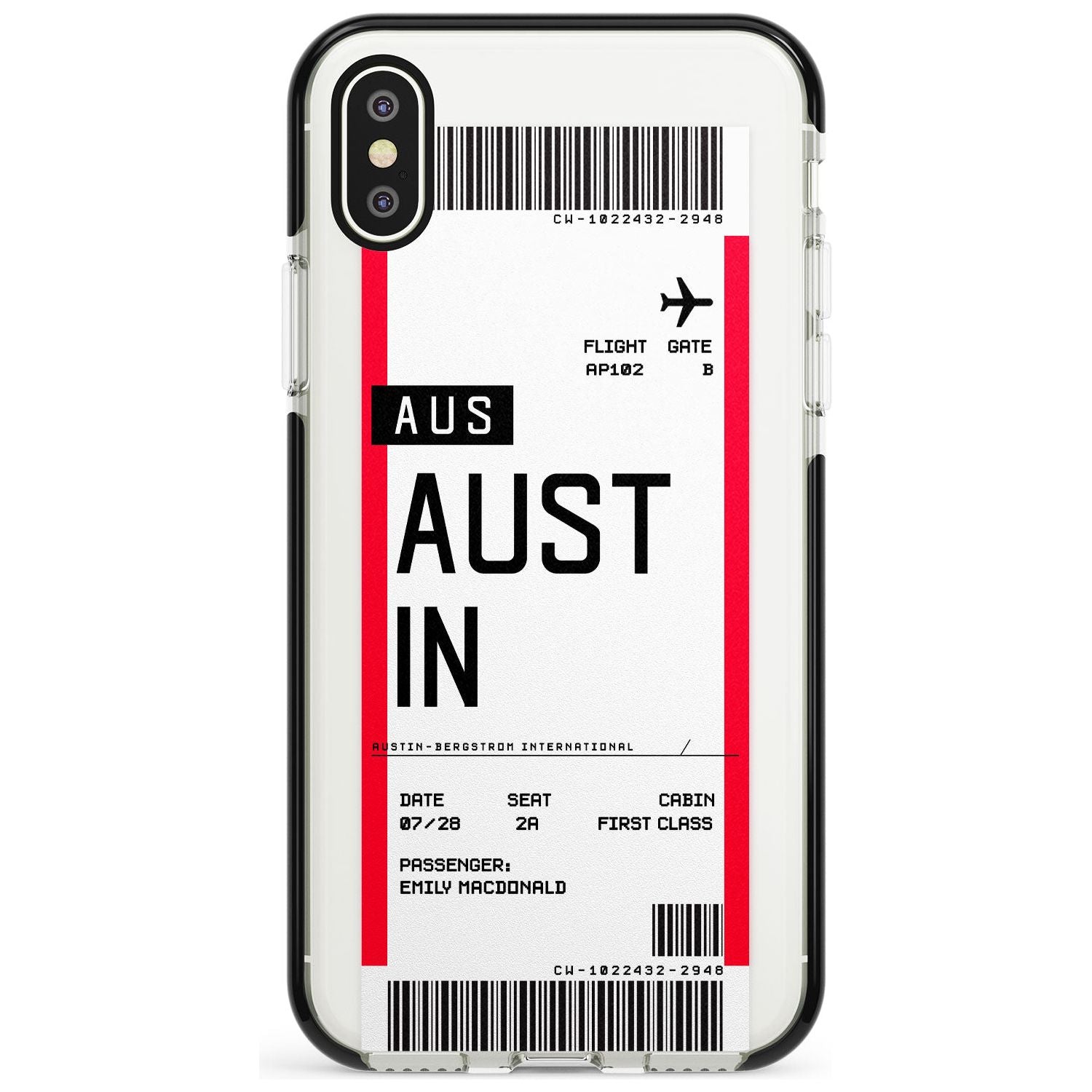 Austin Boarding Pass iPhone Case  Black Impact Custom Phone Case - Case Warehouse
