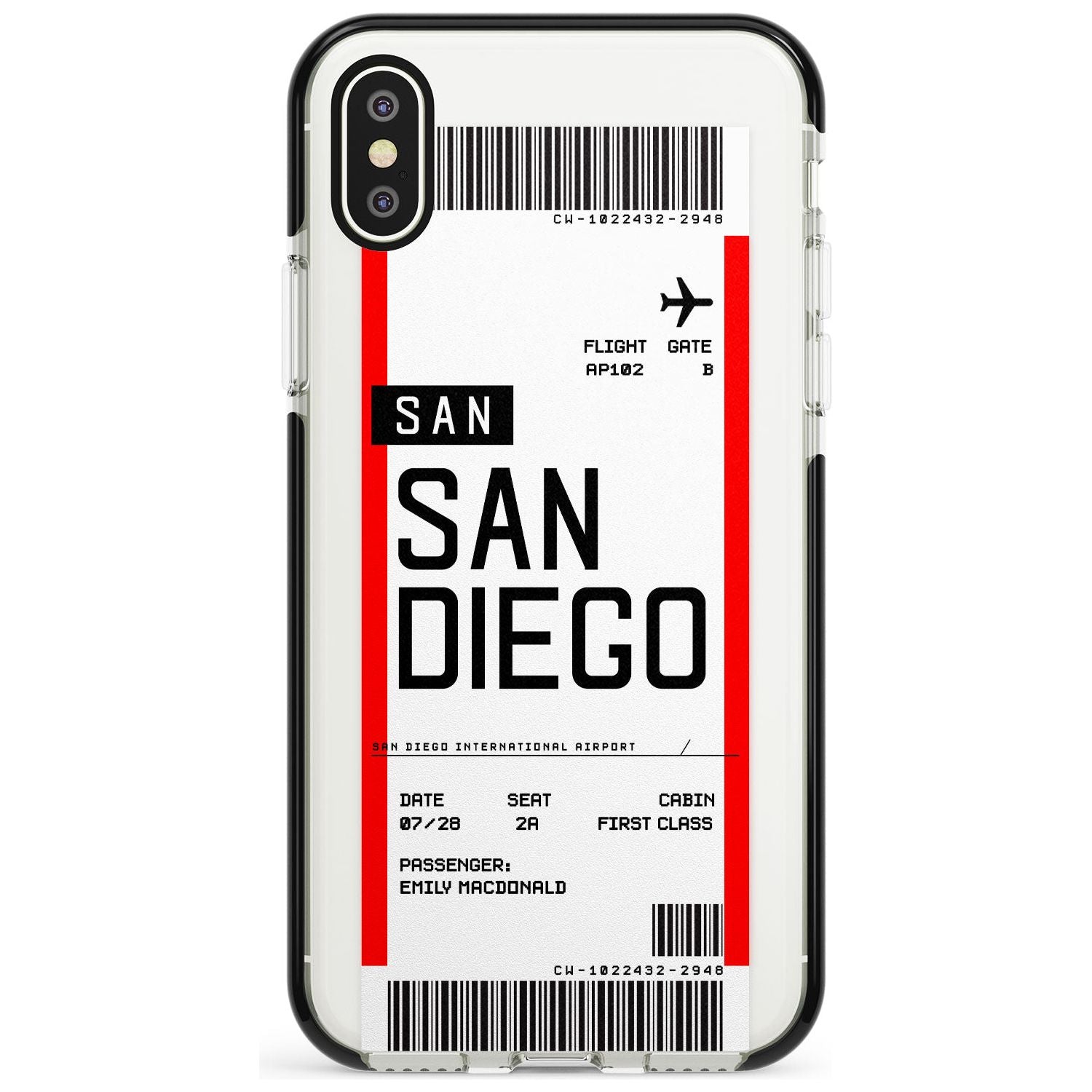 San Diego Boarding Pass iPhone Case  Black Impact Custom Phone Case - Case Warehouse