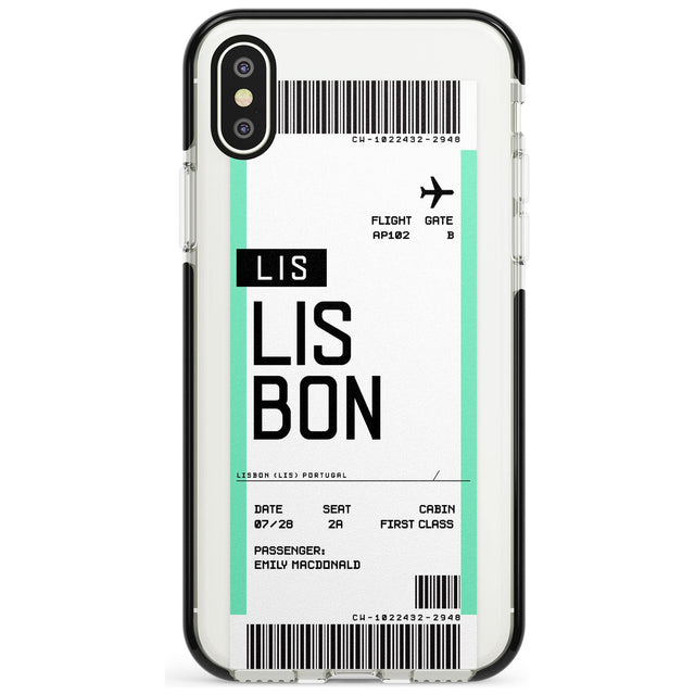 Lisbon Boarding Pass iPhone Case  Black Impact Custom Phone Case - Case Warehouse