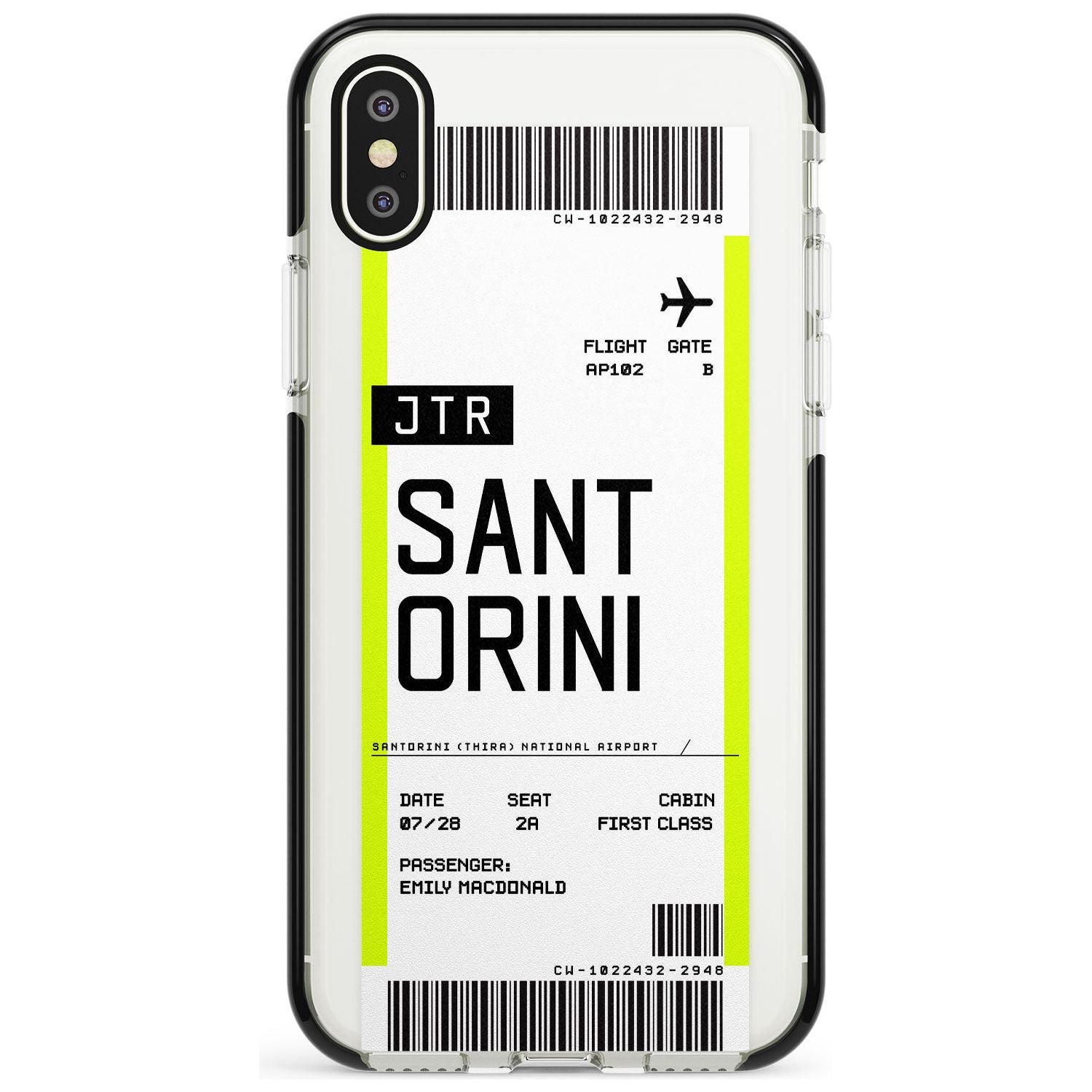 Santorini Boarding Pass iPhone Case  Black Impact Custom Phone Case - Case Warehouse