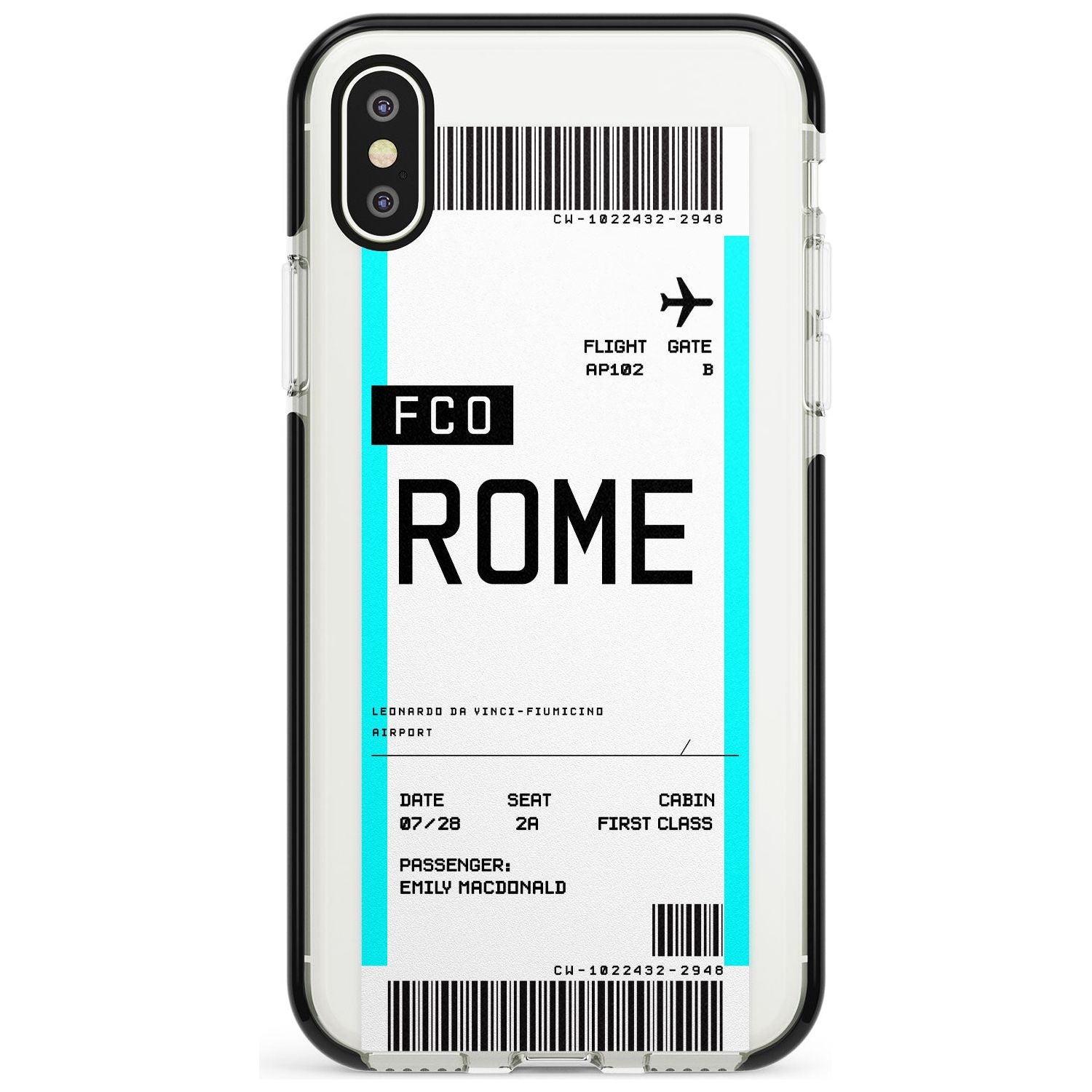 Rome Boarding Pass iPhone Case  Black Impact Custom Phone Case - Case Warehouse