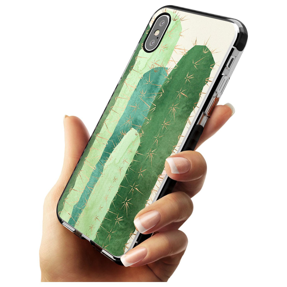 Large Cacti Mix Design Black Impact Phone Case for iPhone X XS Max XR