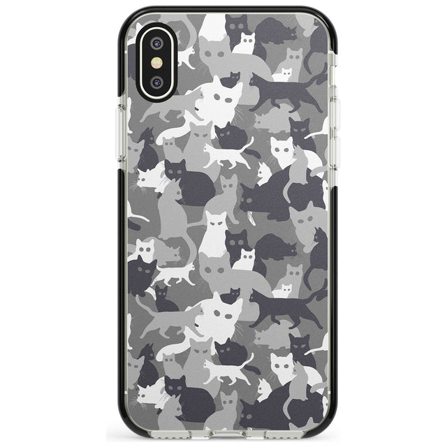 Dark Grey Cat Camouflage Pattern iPhone Case  Black Impact Phone Case - Case Warehouse