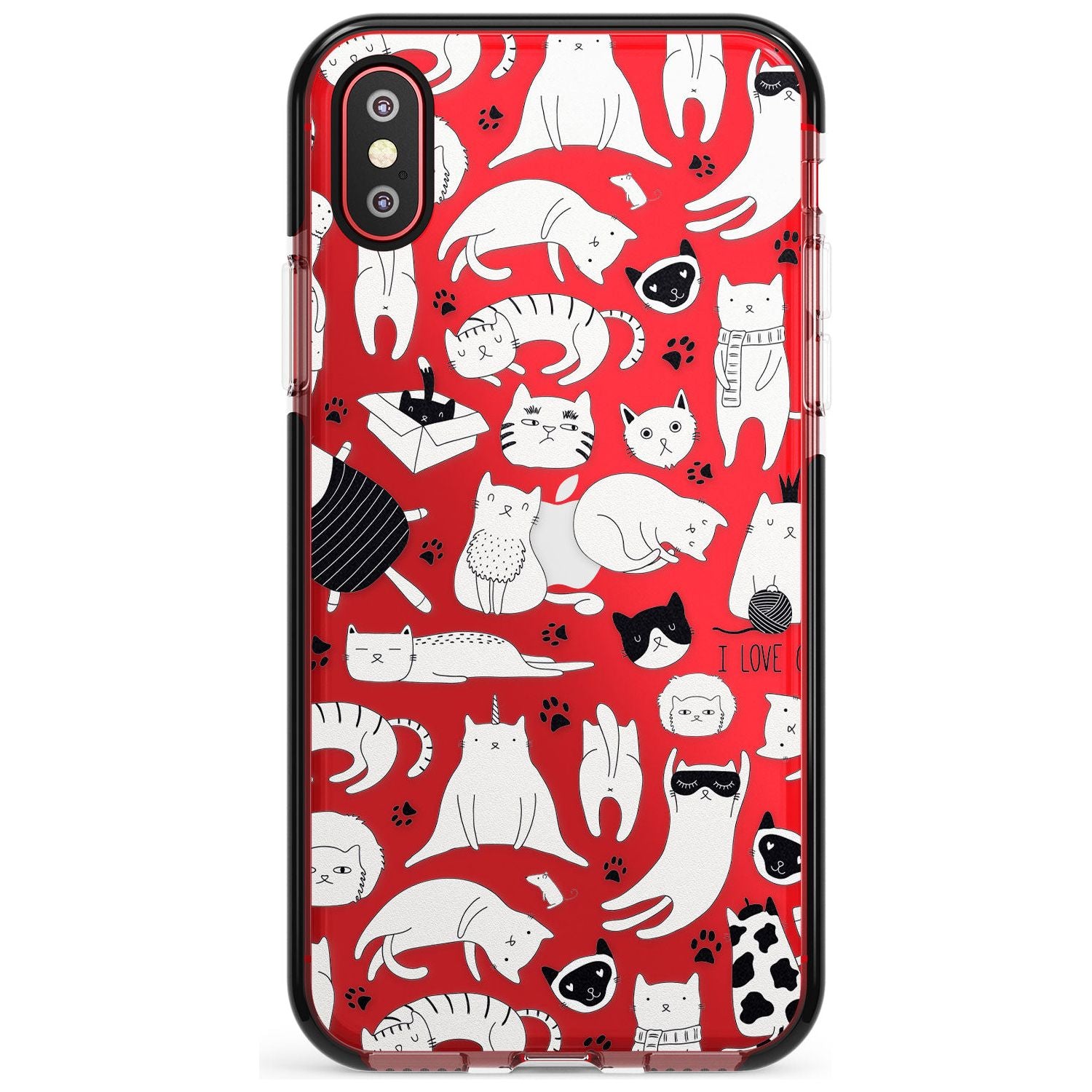 Cartoon Cat Collage - Black & White Pink Fade Impact Phone Case for iPhone X XS Max XR