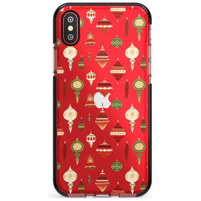 Christmas Baubles Pattern Black Impact Phone Case for iPhone X XS Max XR