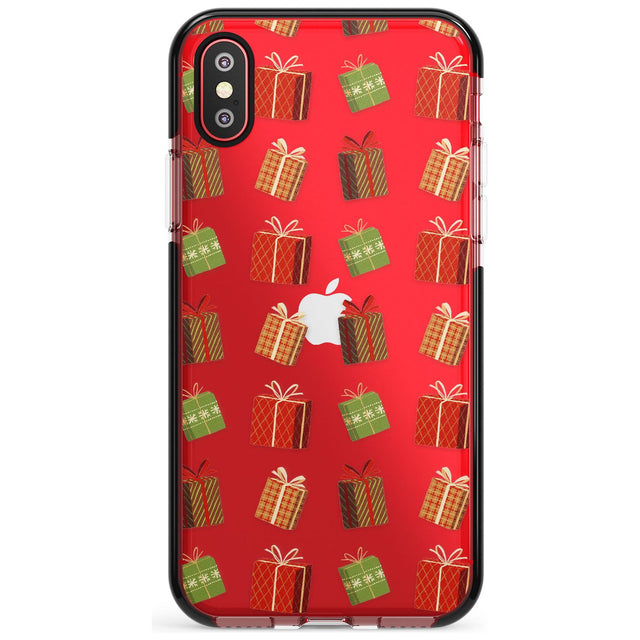 Christmas Presents Pattern Black Impact Phone Case for iPhone X XS Max XR